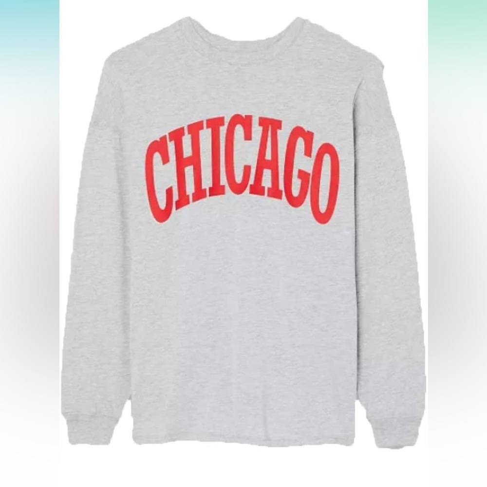 NWT Wild Fable Tops Chicago Unisex Long Sleeve Oversized T-Shirt